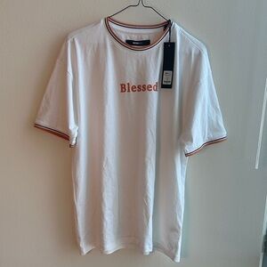 Fashion Nova White Tee with Red 'Blessed' Print